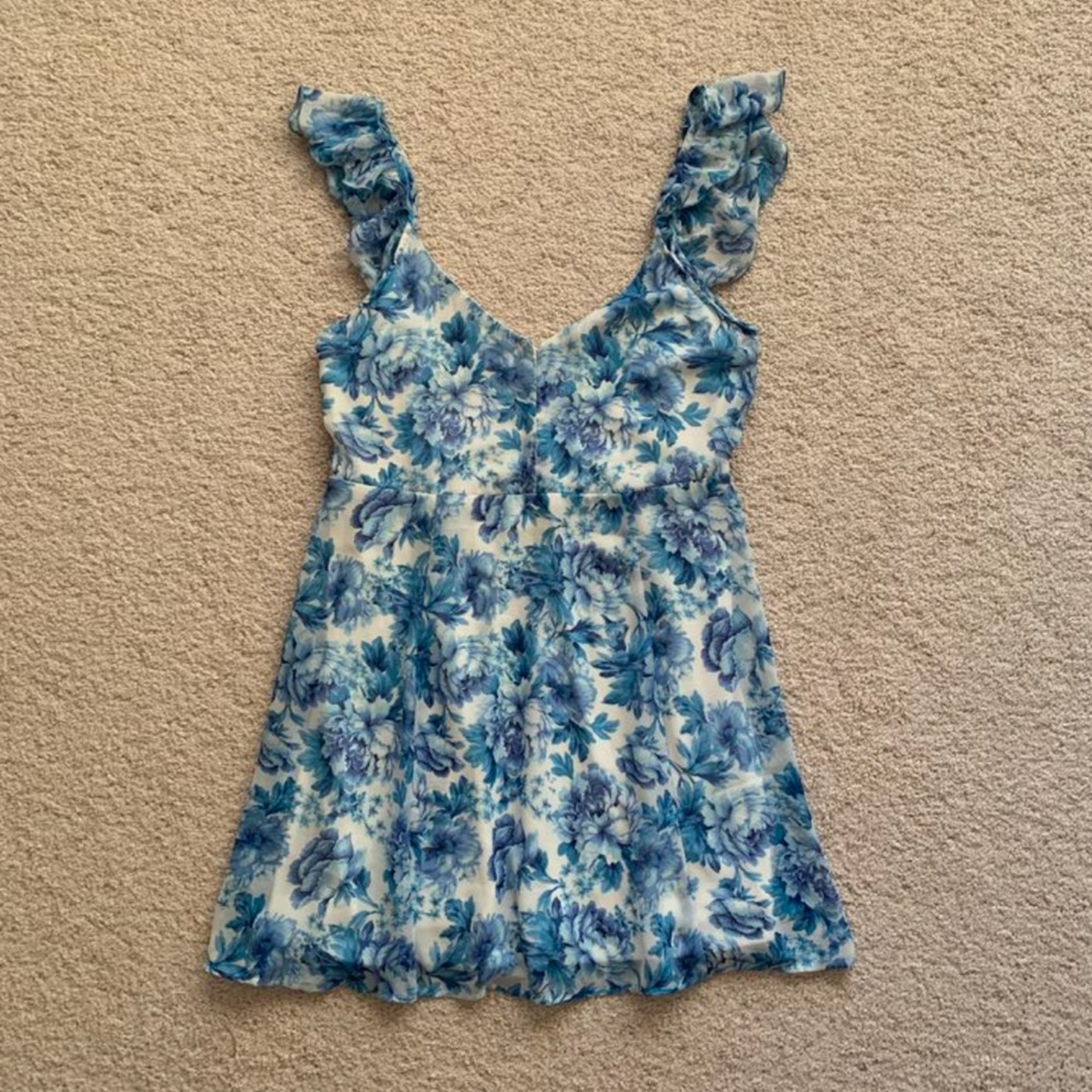 Girls Blue Floral Sundress